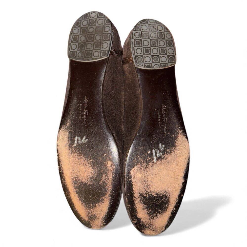 Salvatore Ferragamo Dark Brown Suede Ballet Flats - Picture 7 of 10